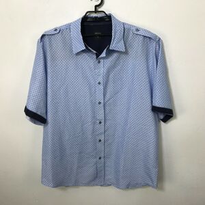 Vertical Sport‎ Mens Shirt Size 3XL Blue Geometric Print Short Sleeve Button Up
